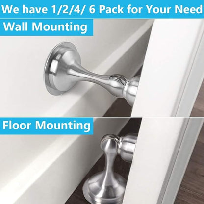 WINONLY Door Stopper, Magnetic Door Stop, Stainless Steel, Magnetic Door Catch, 3M Double-Sided Adhesive Tape, No Drilling, Screws for Stronger Mount, Hold Your Door Open, 1 Pack to Have a Try
