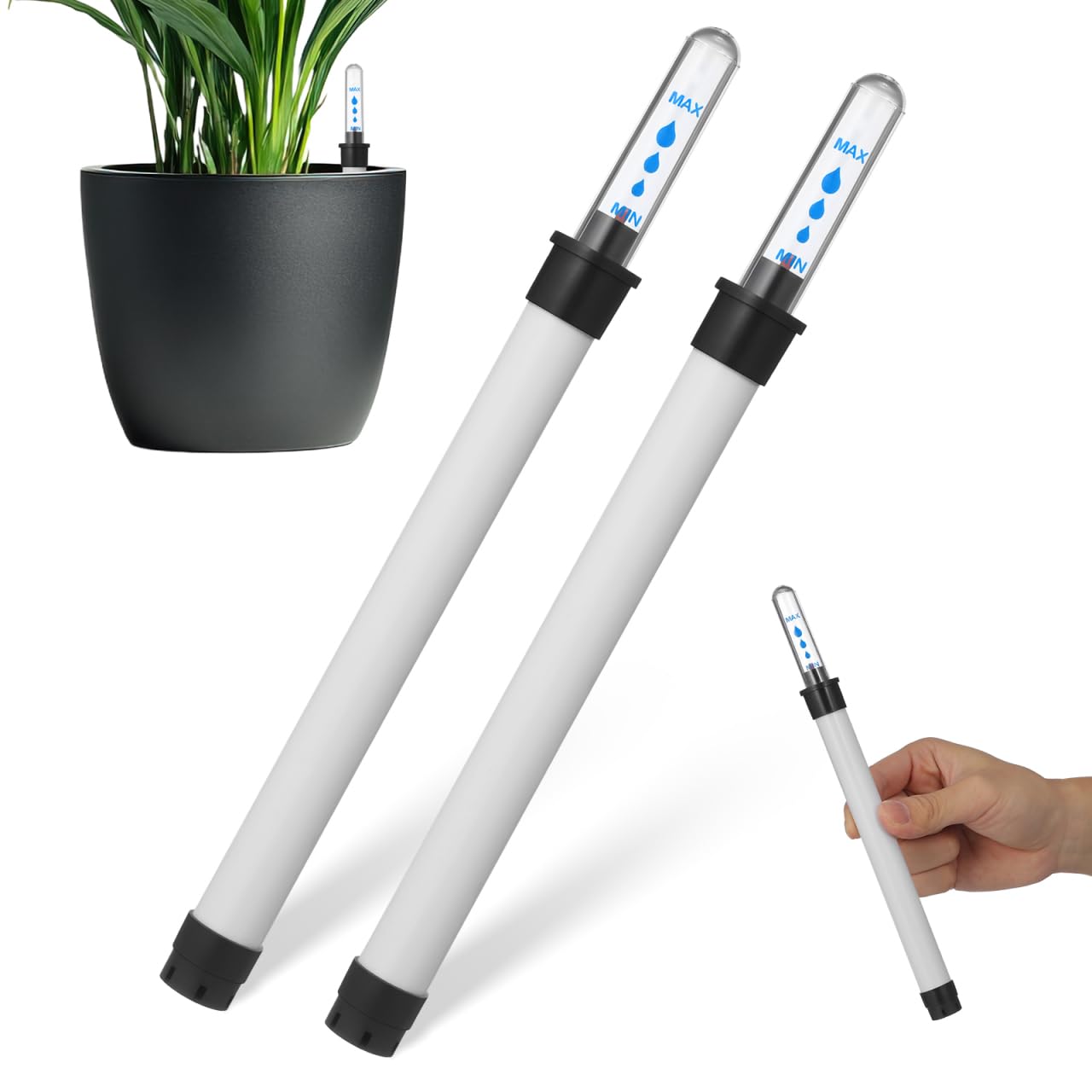 2pcs Water Level Indicator Water Level Gauge Planter Pots for Indoor Plants Gauge Plant Hydrometer Indoor Humidity Meter Flower Pot Moisture Monitor Plastic White Outdoor