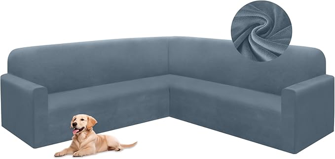 HDCAXKJ Corner Sectional Couch Covers Velvet Stretch L Shape Sofa Cover Soft