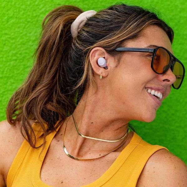 JLab Go Air Pop True Wireless Earbuds, in Ear Headphones, Bluetooth Earphones, Ear Buds with 32H Playtime, Bluetooth Earbuds with Microphone, USB Charging Case, Dual Connect, EQ3 Sound, Lilac