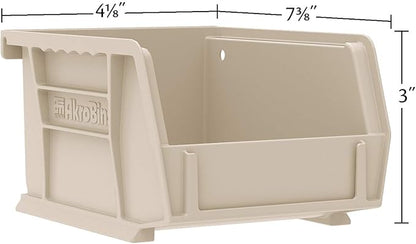 Akro-Mils 30220 AkroBins Plastic Storage Bins, Space-Saving Stackable Bins for Garage, Pantry, Craft Organization, 7" x 4" x 3", Red, 24-Pack