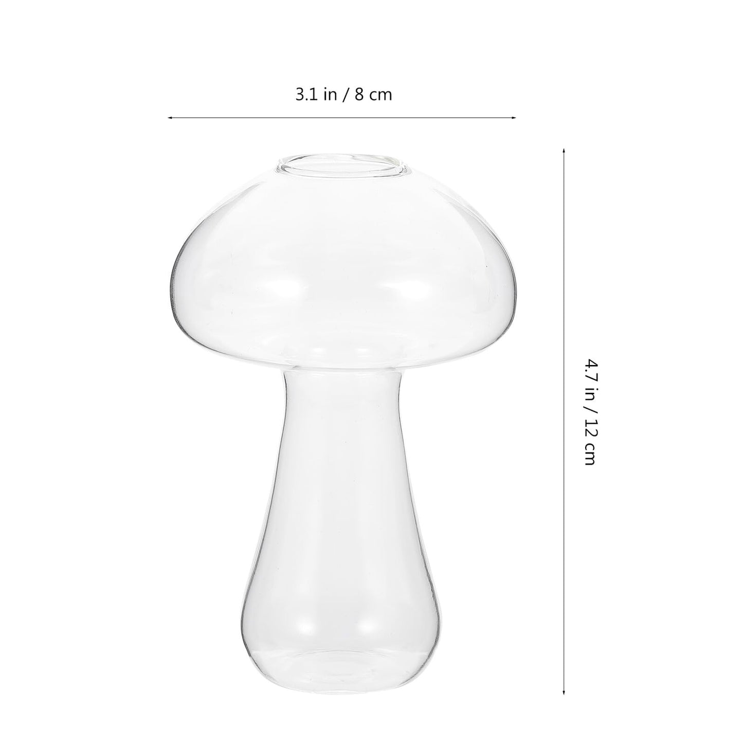 Homoyoyo Small Mushroom Shaped Glass Vase 12x8cm Decorative Flower Planter for Hydroponic Plants Indoor Home Décor Terrarium Fish Tank Propagating Pot