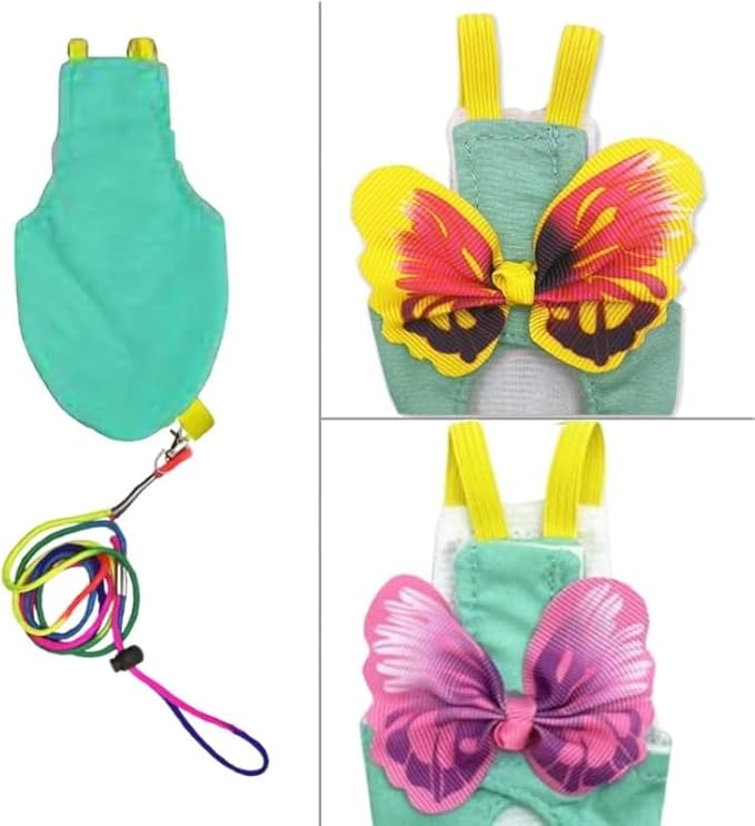 Escape-Proof Parrot Harness & Leash Set with Diaper - Adjustable Flight Suit with Bow & Safety Cord for Conures, African Grey, Parakeets, Doves (Pink-L)
