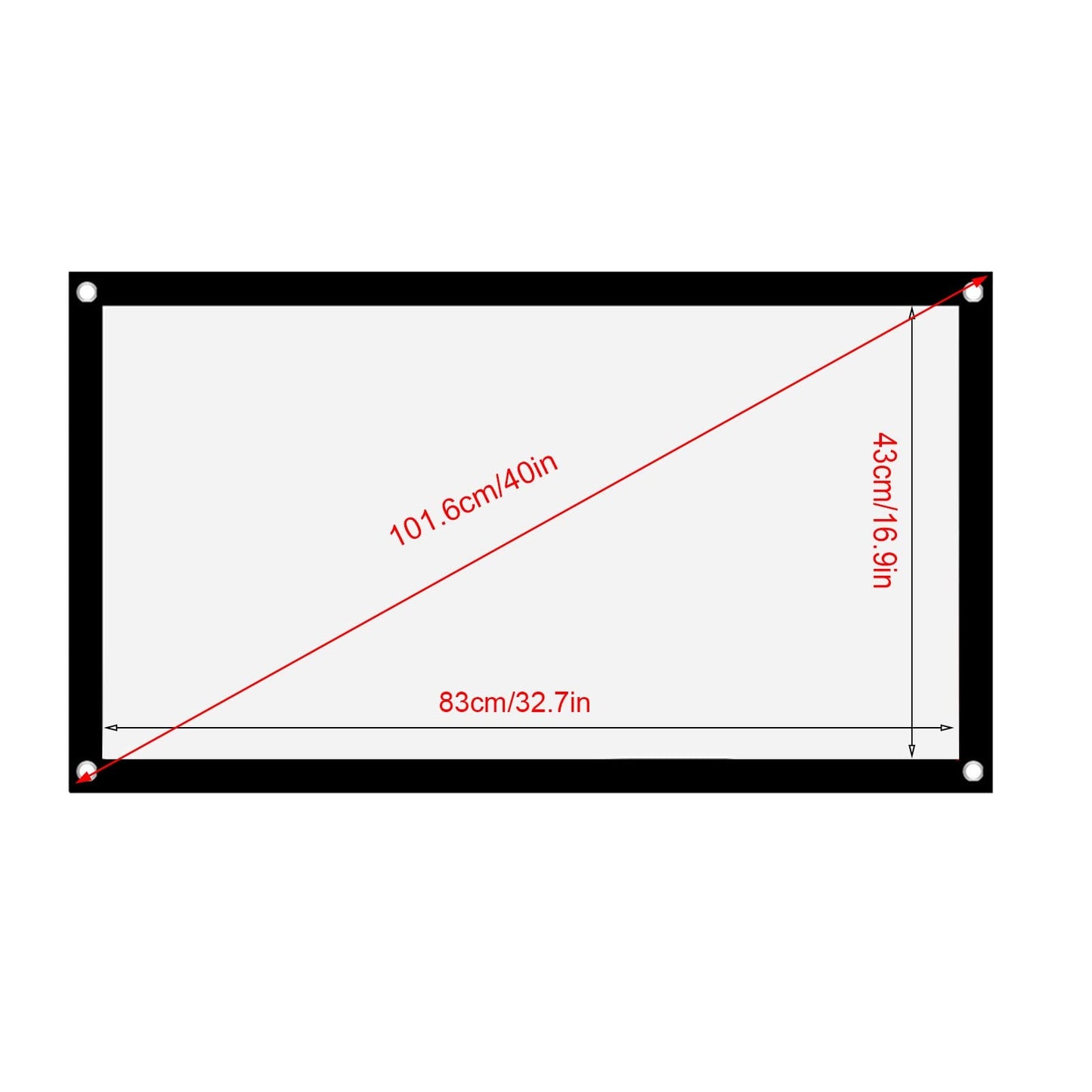 Projector Screen, 40Inch Portable Screen, Foldable Washable Non Crease Design, White Polyester, Front Back Projection Support, Movies Screen for Home Theater Outdoor Camping