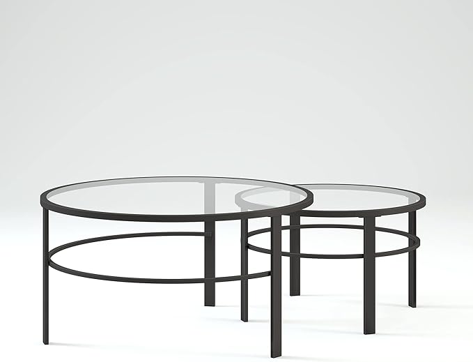 Henn&Hart Round Nested Coffee Table in Blackened Bronze, Coffee Table coffee
