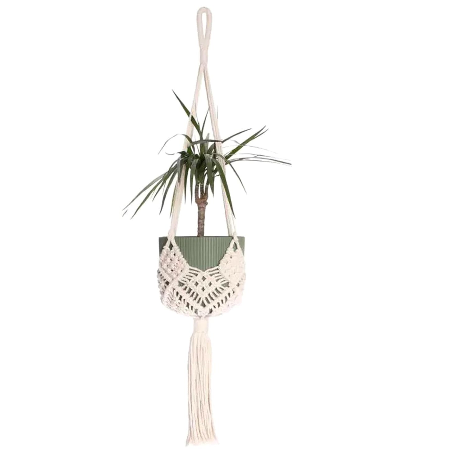 verkelly 2 Pack Macrame Hanging Planters with Patterns - Stylish Plant Hangers Crochet Boho Plant Holder Hanging Plant Basket for Up to 6 Inch Pots(White)