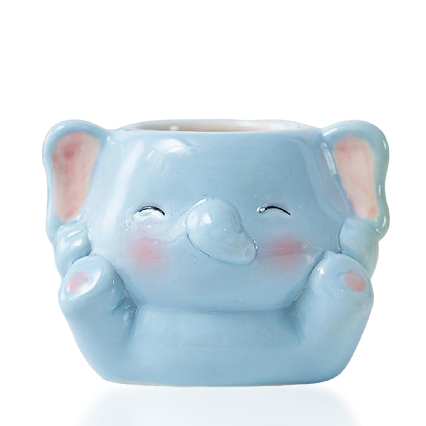 LLYSTTDS Ceramics Animals Succulent Planters Small Succulent Pots Cute Plant Pots Tabletop Decorations for Indoor Plants Home Office Garden Flower Pot Gifts for Plants Lover (Elephant)