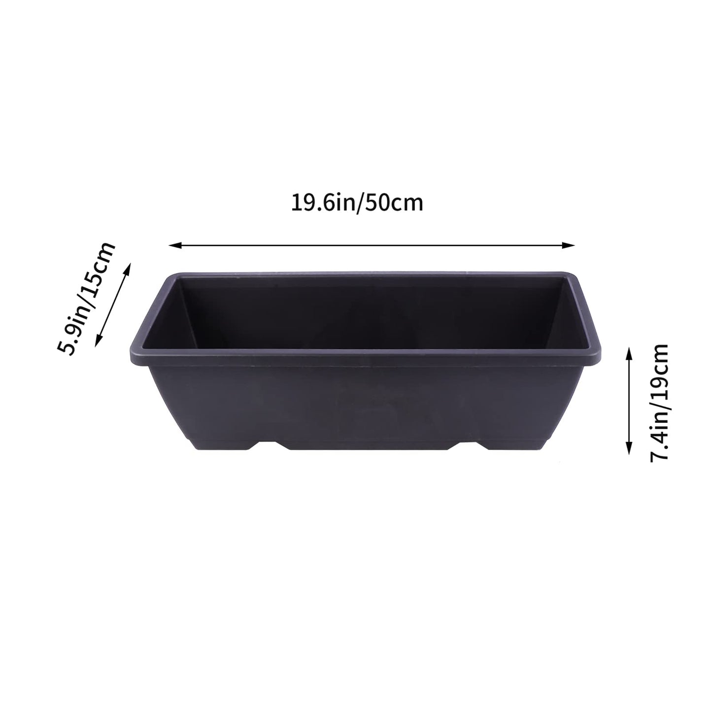 GANAZONO Rectangular Garden Planter 19.68X7.48X5.90In Plastic Planter with Drainage Hole and Saucer for Indoor Outdoor Patio Balcony Home Decor