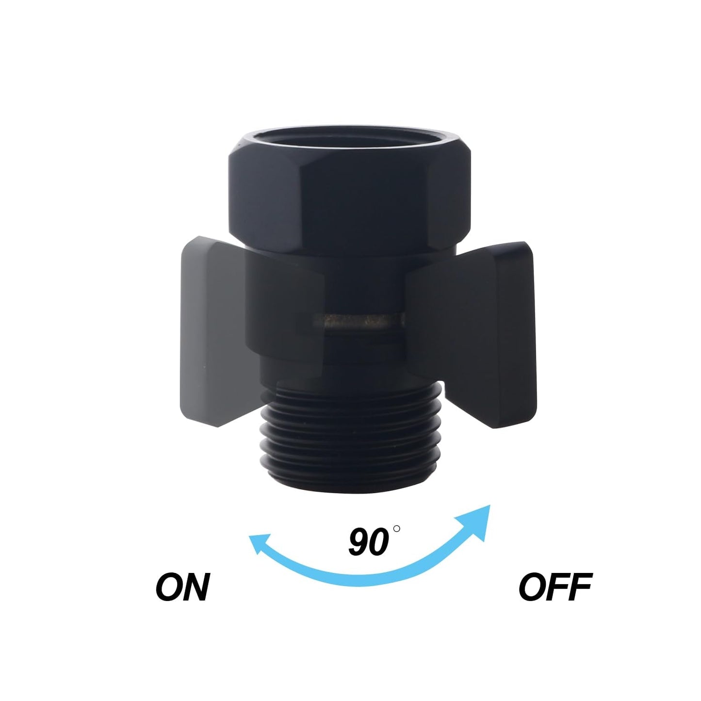 AZOS Brass Shut Off Valve, Water Flow Control Valve, Shower Head Shut Off Valve, Water Flow Control Valves G1/2 Pressure Regulator, Water Pressure Regulator in Black