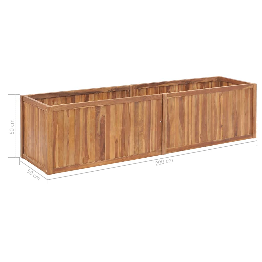 Teravane Large Outdoor Raised Bed Planter with Natural Teak Finish, Solid Wood Garden Flower Pots, Weatherproof Design for Vegetables and Succulents