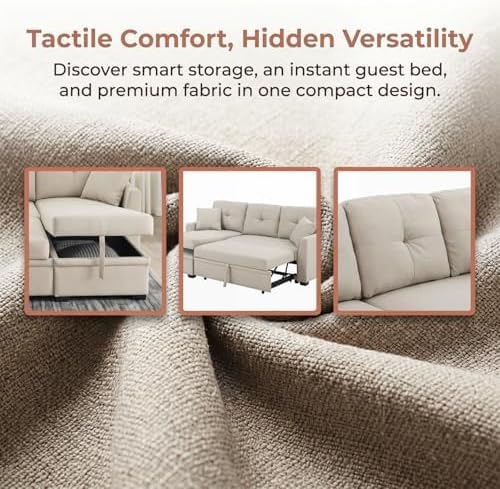 Convertible Sofa Bed, L Shape Sleeper Sofa