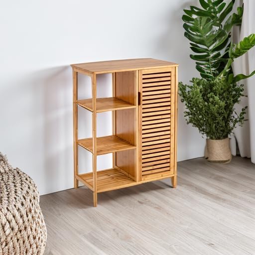 Tangkula Bamboo Bathroom Floor Cabinet, Storage Cabinet