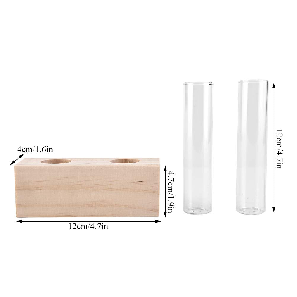 Zerodis Vases Pot Elegant Hydroponic Plant Vase Terrarium Container Home Decor with Wooden Rack for Succulents Miniature Shrubs Ferns Glass Test Tube Flower
