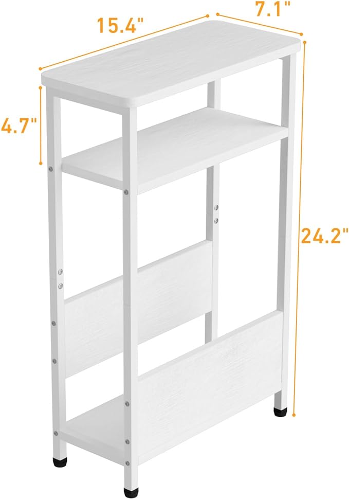 THUMEYE 7.1" Narrow Side Table for Small Spaces, 3 Tier Small End Table