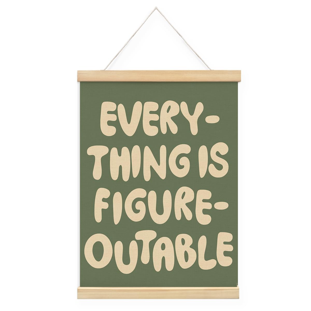 STHTTSW Everything is Figureoutable Inspirational Wall Art Poster Hanger with Wooden Frame，Positive Affirmations Wall Decor, Motivational Wall Art for Home Office Classroom, 12x16 Inch