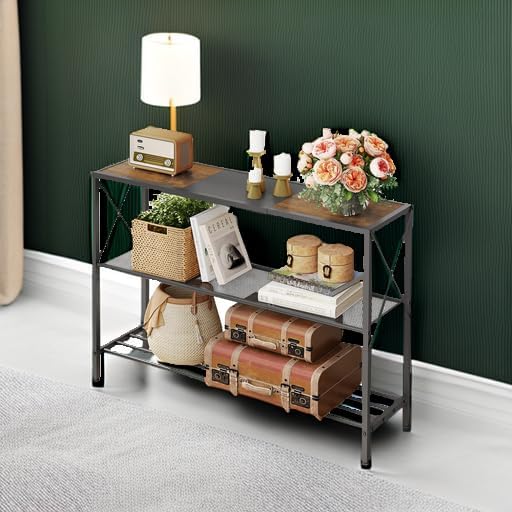Hoctieon Industrial Console Table, 3 Tier Entryway Table, Hallway Table