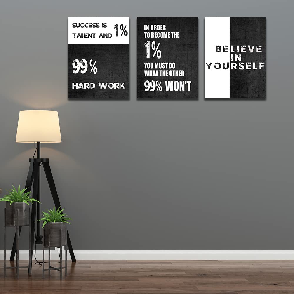 Motivational Canvas Wall Art Entrepreneur Office Wall Decor Inspirational Poster Print Modern Black Wall Painting Picture for Workplace Living Room Bedroom, Ready to Hang 12inch x16inch x3pieces