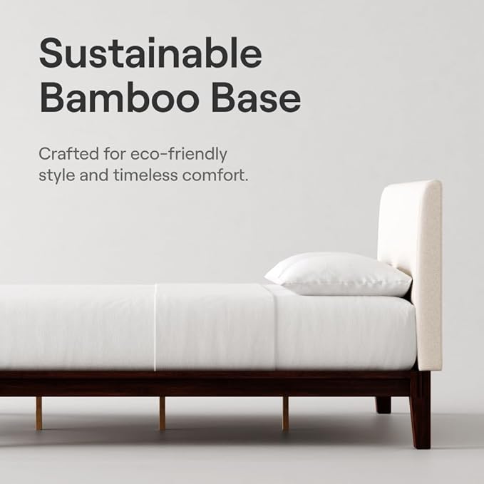 Nectar Bamboo Platform Bed Frame & Upholstered Headboard