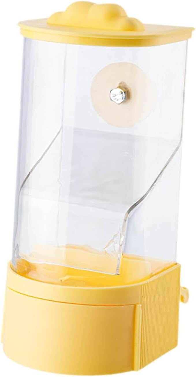 No Mess Bird Feeder Hanging Feeding Station Anti Splashing Parrot Foraging Feeder Food Container for Cockatiel Budgies Canary Pink(Yellow)