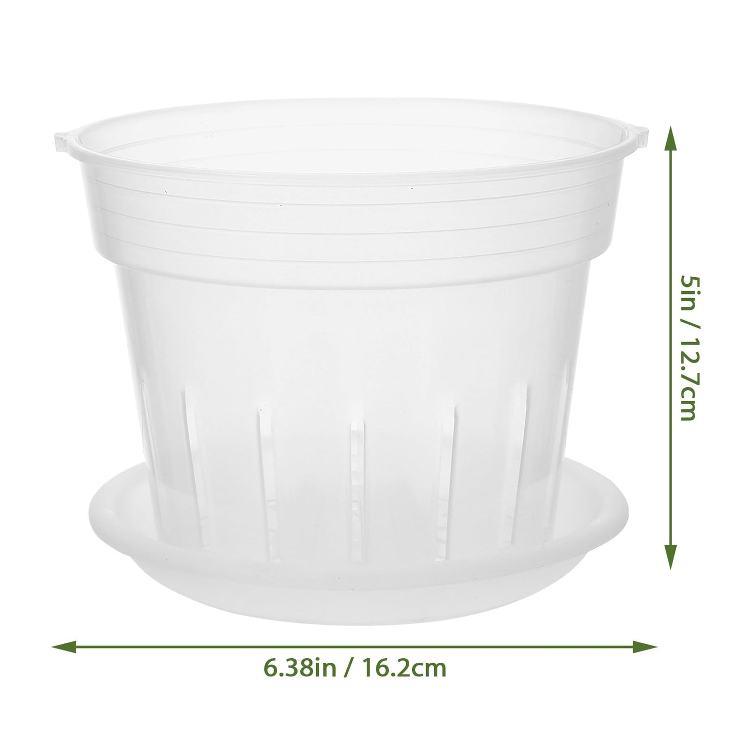 Toddmomy Transparent Plastic Flower Pot with Vent Holes and Tray 6.37X6.37X5.11 Inch Clear Planter for Indoor Gardening Orchid Bonsai and Nursery Use