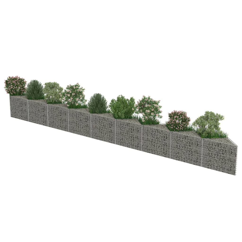 vidaXL Gabion Basket for Garden, Galvanised Steel Gabion Planter, Gabion Raised Bed, High Load Capacity, 248''x11,8x19,7''