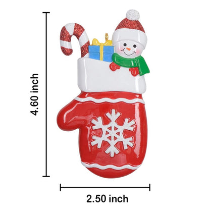 Mitten Snowman Christmas Tree Ornament Personalized Kids Winter Keepsake