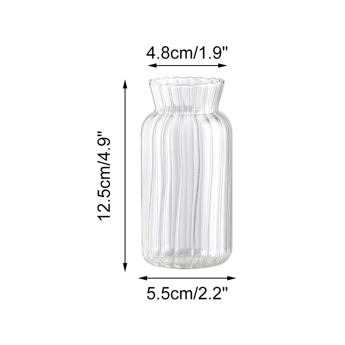 ECYC Ltd Clear Glass Vases Nordic Modern Minimalist Flowers Vases Cute Small Vases Bud Vase Hydroponic Flower Vase Terrarium Vase Plant Glass Pots for Home Office Weddings Party Decor, 2.2 x 4.9 in