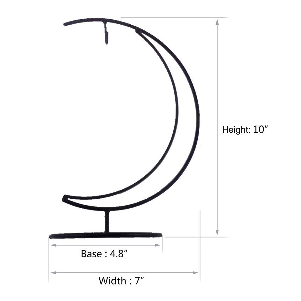 WAJJ Ornament Display Stand, 2 Pack Iron Hanging Stand Rack Holder for Hanging Glass Globe Air Plant Terrarium, Witch Ball and Home Wedding Decoration (Moon)