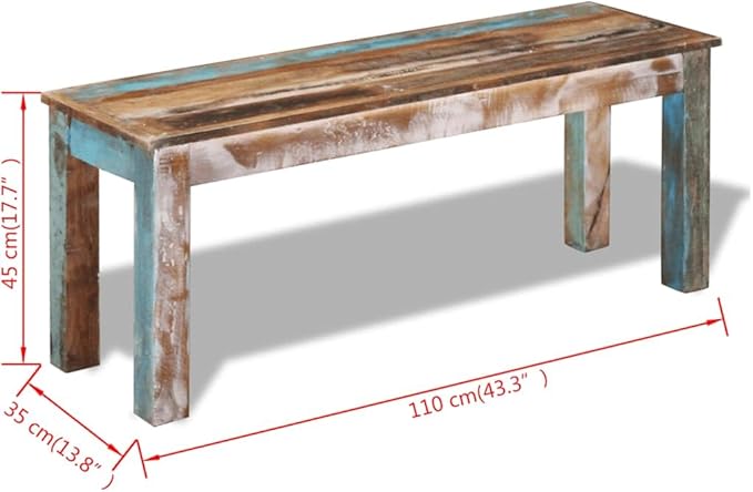 vidaXL Bench Solid Reclaimed Wood Dining Seats Outdoor Home Hall Chair Lounge