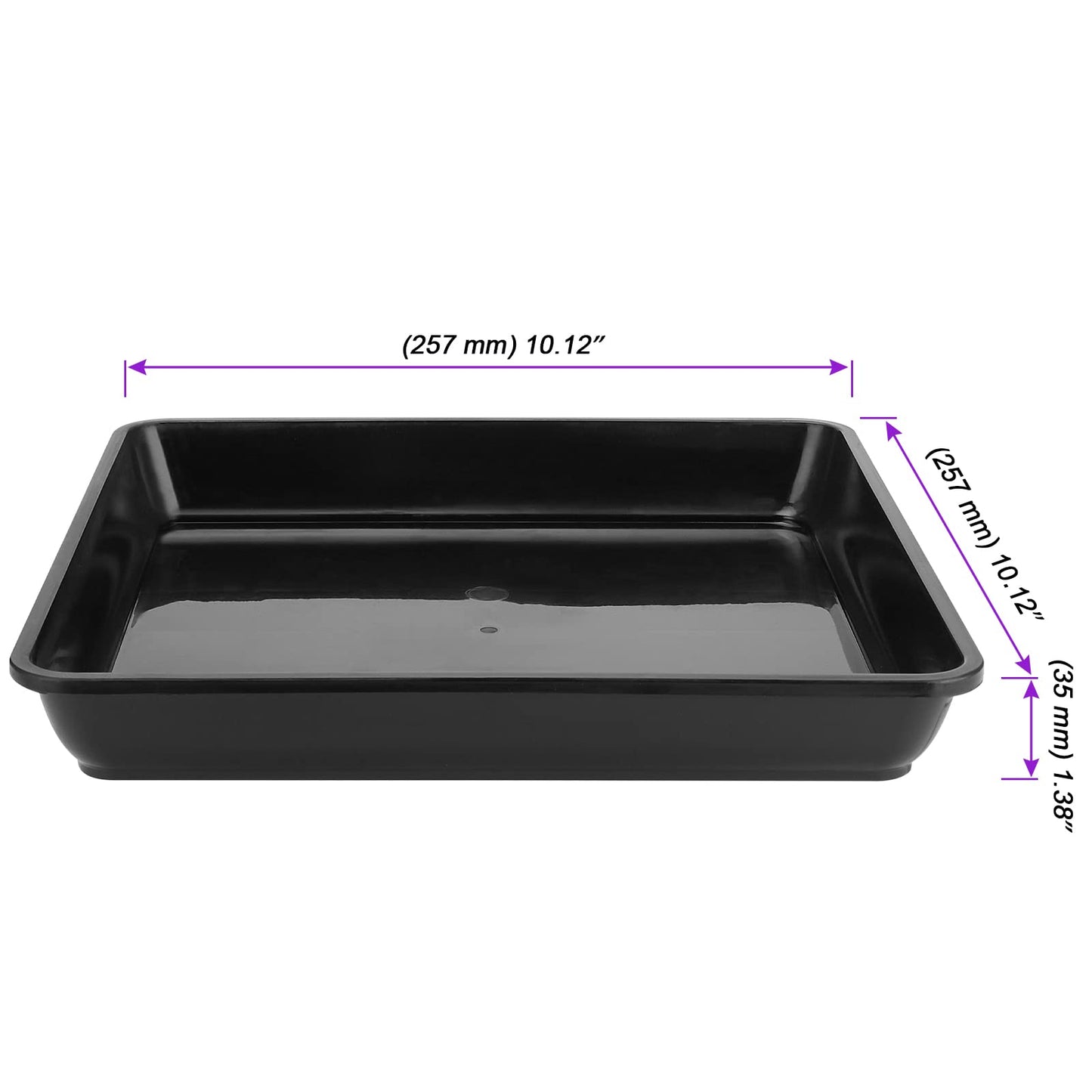 JOIKIT 10 PCS 10 x 10 Inch Square Plant Saucer, Plastic Plant Saucer Drip Tray, Square Flower Pot Tray for Indoors and Outdoor Plant Pots, 1.38 Inch Deep, Black