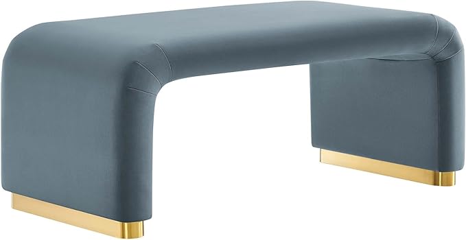 Modway EEI-6735-BRA-CAB Koda Performance Velvet Waterfall Ottoman, Brass Cadet