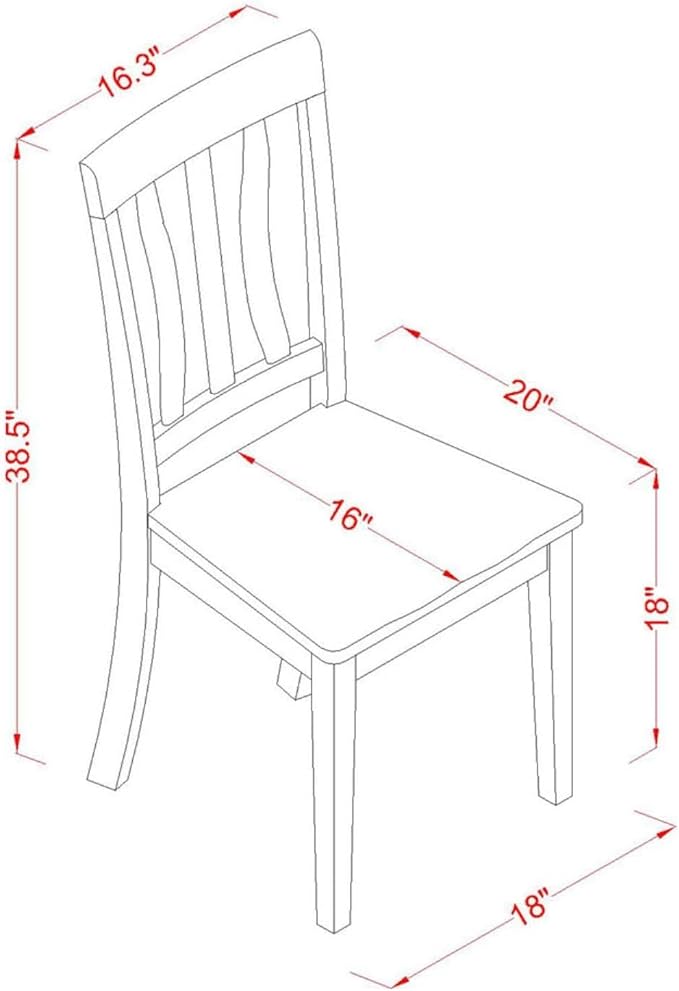 East West Furniture ANC-OAK-W Antique Dining Room Chairs