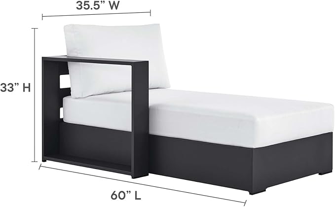 Modway Tahoe Aluminum Outdoor Chaise Lounge in Gray White