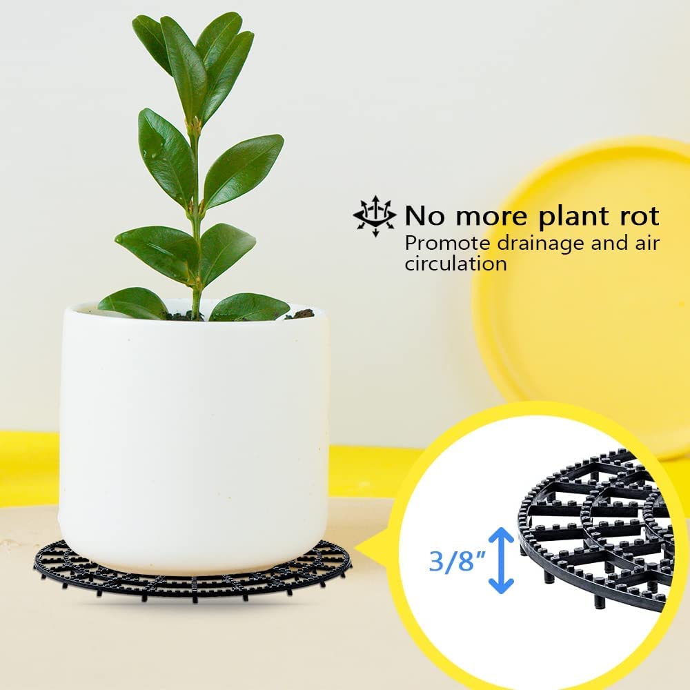 6 PCS Heavy Duty Plant Risers for Pots - Outdoor & Indoor, Size Adjustable, 11.75" Diameter, Supports 101kg - Protect Deck & Patio Floor