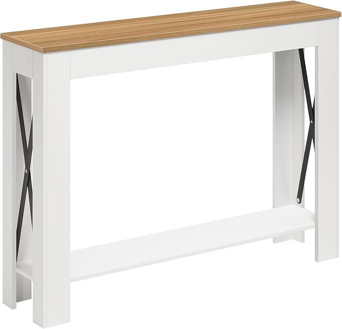 YATINEY Farmhouse Console Table, 39.4'' Small Narrow Entryway Table, Wood Couch