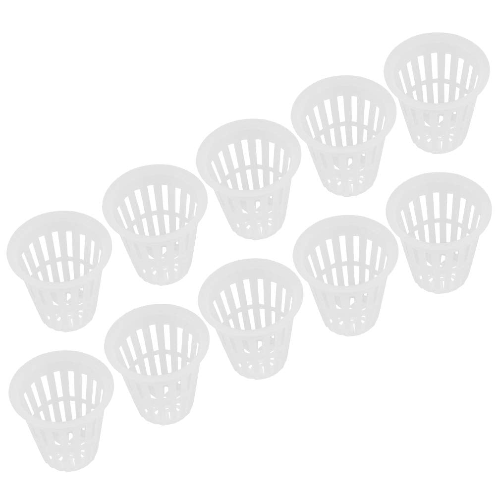 EBTOOLS 10pcs/Set 2 Inch Hydroponic Basket Cup, Durable Safe Plastic Hydroponic Slotted Mesh Cups Round Garden Net Pots for Garden Hydroponics Containers Balcony Planting (White)