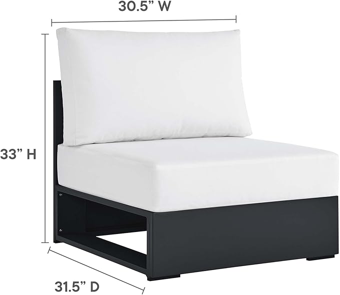 Modway Tahoe Aluminum Armless Patio Gray White Modular Weather-Resistant