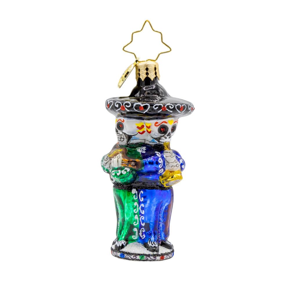 Christopher Radko Hand-Crafted European Glass Christmas Tree Decorative Ornament, Skeleton Serenade Gem