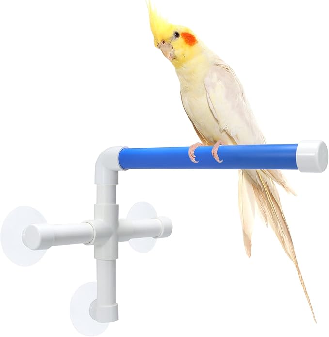 Litewoo Bird Shower Perch with Suction Cup Parrot Window Wall Stand Bath Toys (1 Sticks)