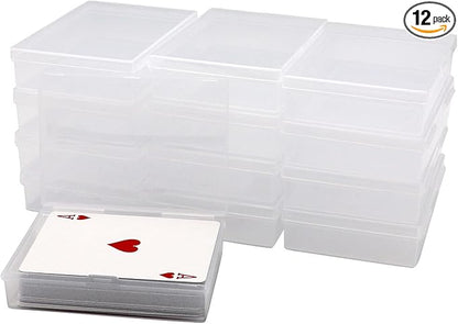SOSOHOME 12 Pack Playing Card Deck Boxes, Empty Plastic Storage Box Fits Baseball Trading Cards, Gaming Cards, Snaps Closed