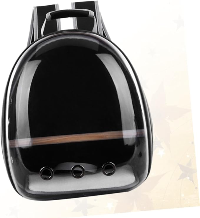 Abaodam Portable Parrot Backpack Ventilation Wooden Perch Breathable Outdoor Carry Bag for Pets Stylish Transparent Design for Comfortable Travel Black