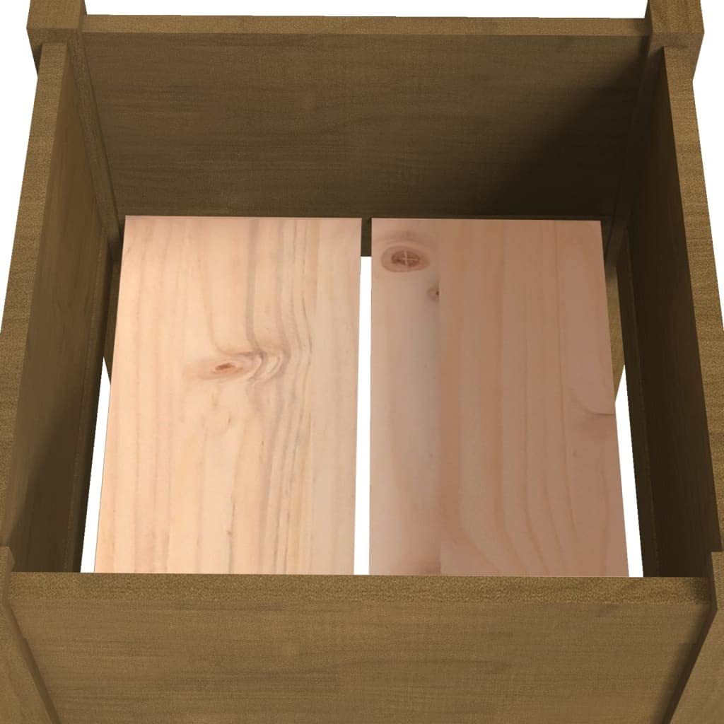 vidaXL Solid Wood Pinewood Garden Planter – Honey Brown, 15.7"x15.7"x27.6", Square, Outdoor Use, Weather-Resistant, Planter Box for Flowers and Plants