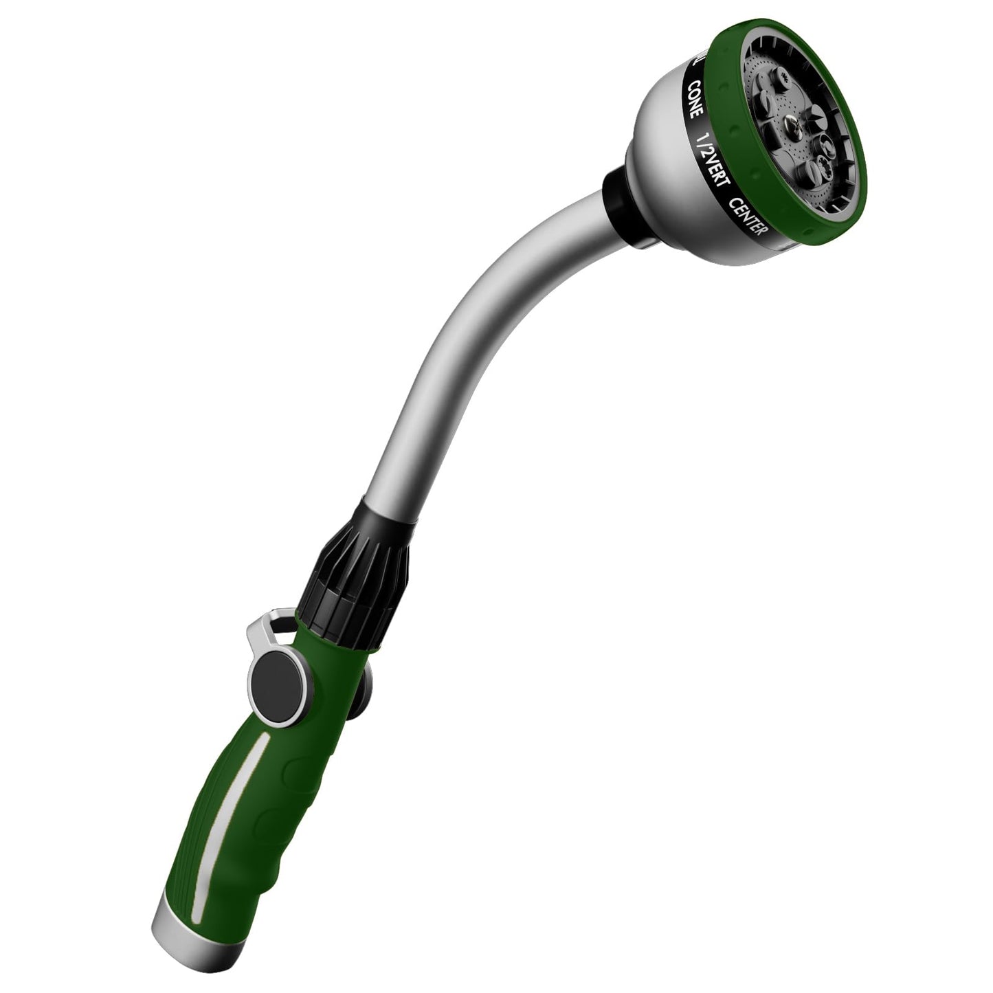 RESTMO Watering Wand Heavy Duty, Metal Garden Hose Wand with 10 Spray Patterns, 15-Inch Long Hose Nozzle Sprayer with Thumb Flow Control, Ideal to Water Hanging Baskets and Shrubs, Green