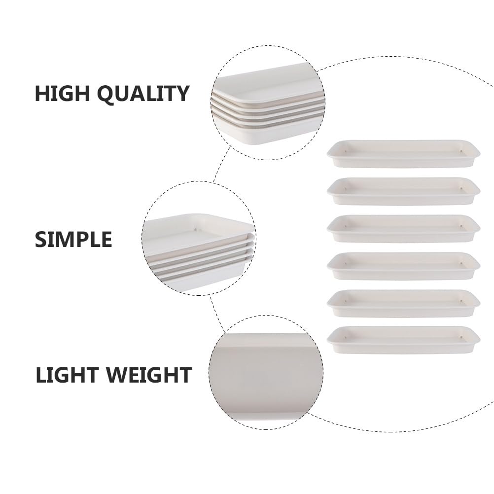 6PCS Rectangular Plastic Plant Saucers Tray Drip Tray Pot Saucer for Flower Pot Drip for Window Sill Window Shelf 9.73"x4.33"x0.86"