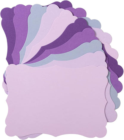 50 Pack Blank Kraft Cards Cardstock Thick Paper Brown Greeting Cards for DIY Gift Card Menus, Baby Shower and Wedding Invitations (Purple, 5 Colors, 4x6IN)