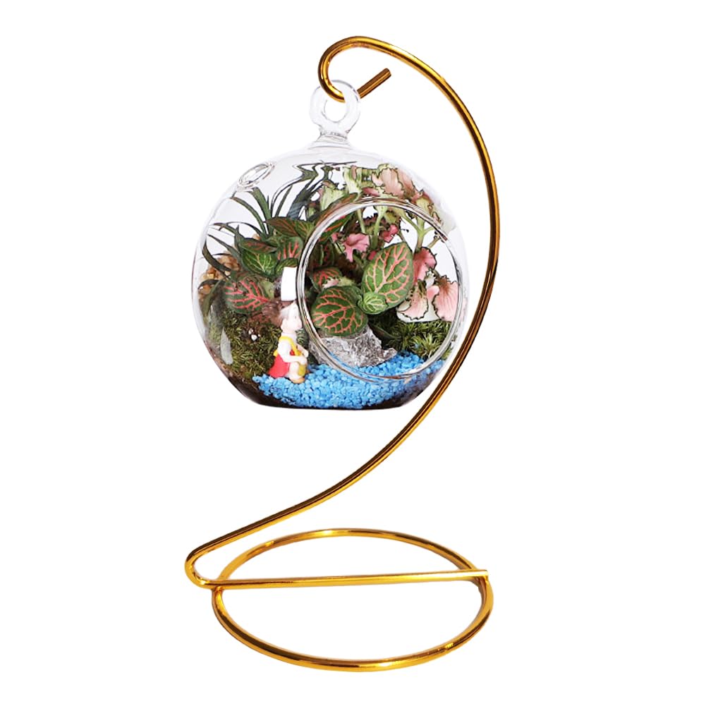 Fosinz 6 Inch Gold Ornament Display Stand, Metal Ornament Hanger Stand for Hanging Glass Globe, Air Plant Terrarium, Christmas Ornament, Witch Ball, Home Office Wedding Decoration (Gold)