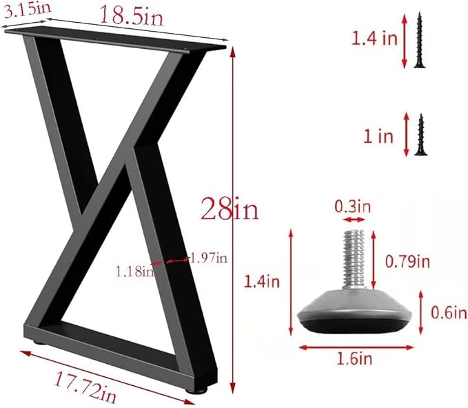28 Inch Metal Table Desk Legs, Heavy Duty DIY Industrial Furniture Legs