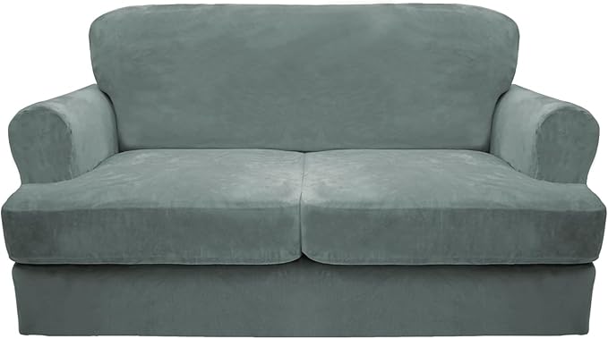 CUCRAF T Cushion Sofa Cover 3 Piece Loveseat Slipcovers, Soft Thick Velvet