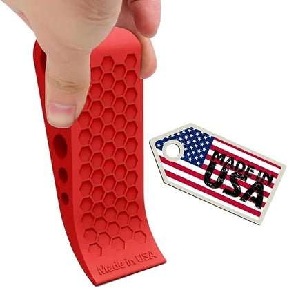 Door Stoppers for Bottom of Door Premium Floor Rubber Door Stop Wedge Made in USA Heavy Duty Honeycomb Design for Carpet, Tile, Ideal for Home, School, Commercial,Red 4 Pack