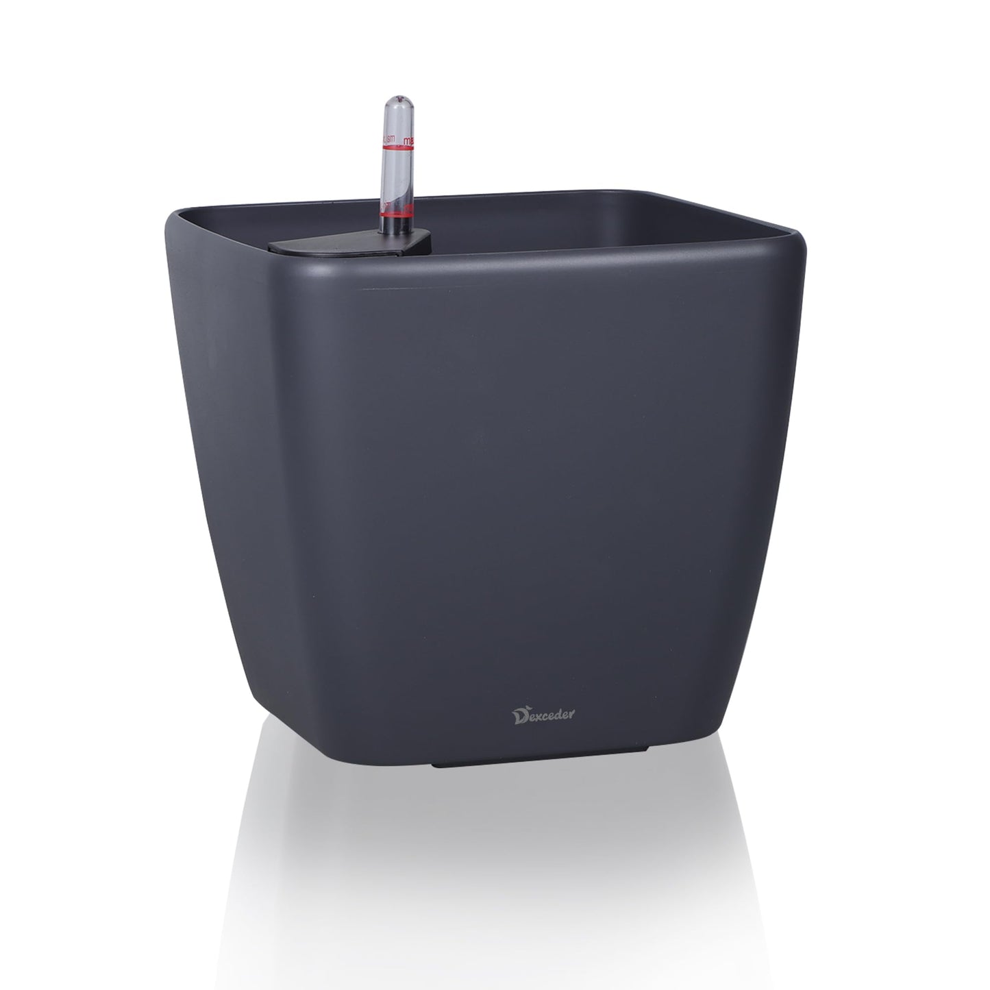 Dexceder 9x8 Self Watering Planter Indoor Outdoor, Inner Mat Design, Thickened Table Flower Plant Pot with Water Level Indicator (Slate Gray Matte)